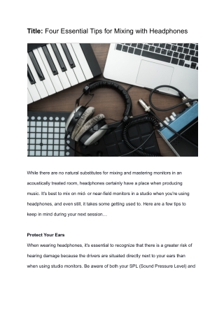 Four Essential Tips for Mixing with Headphones