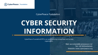 Cyber Security Information, Cyber Crime Near Me, Cyber Security Strategy - CyberPeace Foundation