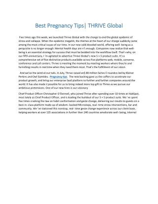 Best Pregnancy Tips THRIVE Global