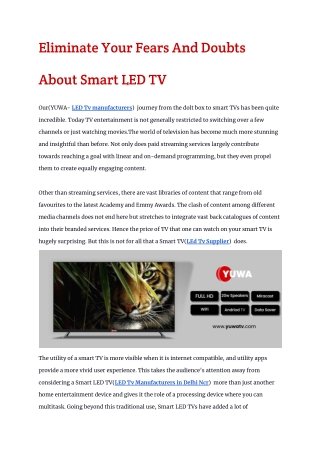 Eliminate Your Fears And Doubts About Smart LED TV