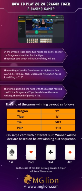 How to play 20 20 Dragon Tiger  Casino Game