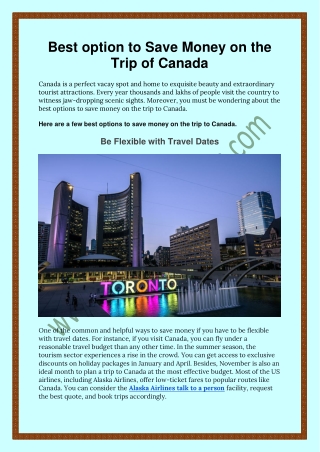 Best option to Save Money on the Trip of Canada