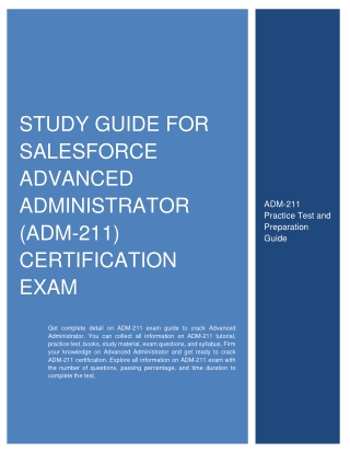 Study Guide for Salesforce Advanced Administrator (ADM-211) Certification Exam