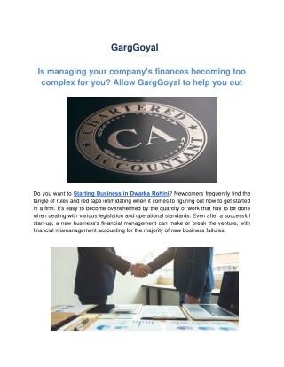 Is managing your company's finances becoming too complex for you Allow GargGoyal to help you out