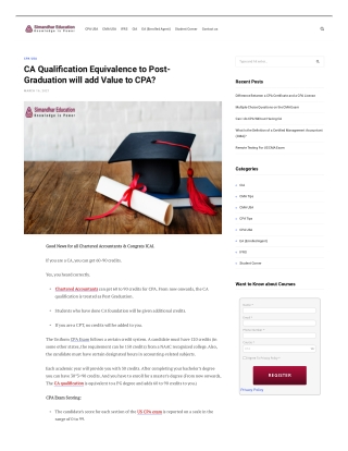 CA Qualification Equivalence to Post-Graduation will add Value to CPA?