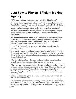 Just how to Pick an Efficient Moving Agency