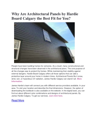 Why Are Architectural Panels by Hardie Board Calgary the Best Fit for You