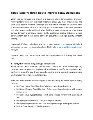 Spray Pattern Three Tips to Improve Spray Operations