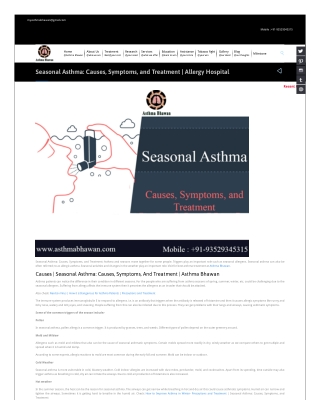 Seasonal Asthma Causes, Symptoms, and Treatment  Allergy Hospital