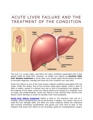 Acute Liver Failure And The Treatment Of The Condition