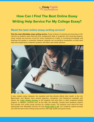 How Can I Find The Best Online Essay Writing Help Service For My College Essay_