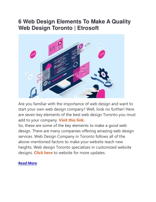 6 Web Design Elements To Make A Quality Web Design Toronto