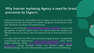 Why Internet marketing Agency is need for brand promotion by Digiorm_