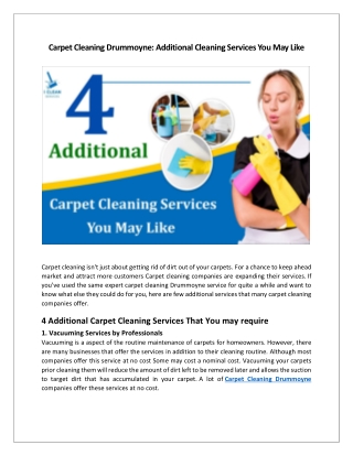 Carpet Cleaning Drummoyne - Additional Cleaning Services You May Like