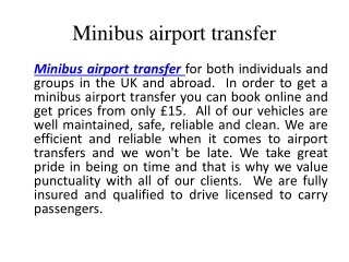 Minibus airport transfer