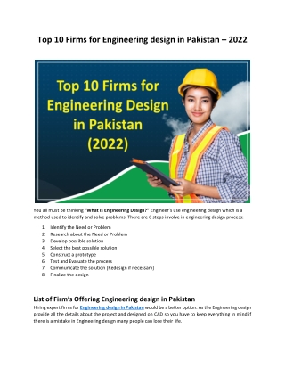 Top 10 Firms for Engineering design in Pakistan – 2022