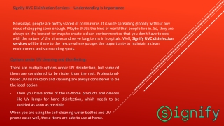 Signify UVC Disinfection Services – Understanding Is Importance
