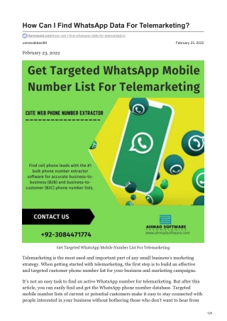 1How Can I Find WhatsApp Data For Telemarketing