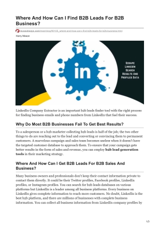 Where And How Can I Find B2B Leads For B2B Business