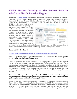 C4ISR Market Growing at the Fastest Rate in APAC and North America Region