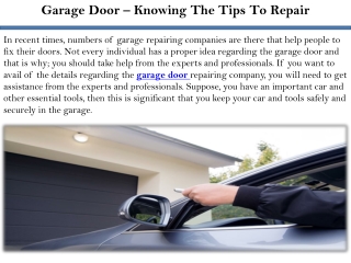 Garage Door – Knowing The Tips To Repair