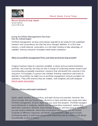 Using Portfolio Management Services Has Its Advantages