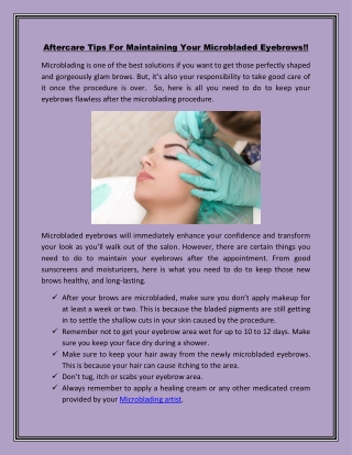 Aftercare Tips For Maintaining Your Microbladed Eyebrows