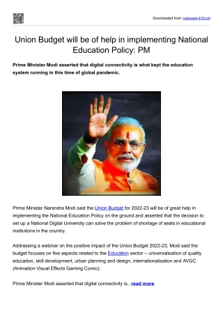 Union Budget will be of help in implementing National Education Policy-PM