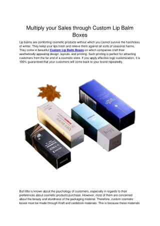 Multiply your Sales through Custom Lip Balm Boxes