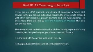 Best IAS Coaching in Mumbai