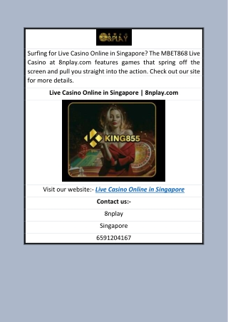 Live Casino Online in Singapore  8nplay.com