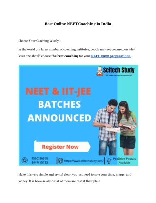 Best Online NEET Coaching In India