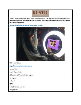 Professional Photo Booth Rental Service In Los Angeles  Rusticcharmbooth.com