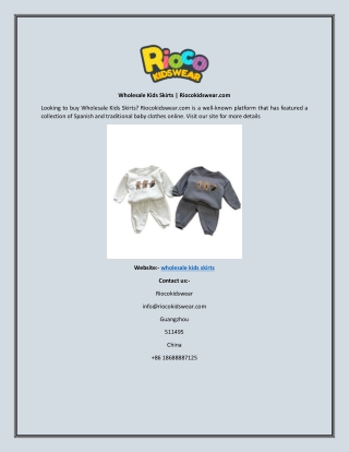 Wholesale Kids Skirts  Riocokidswear