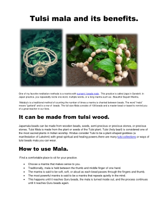 Tulsi mala and its benefits.