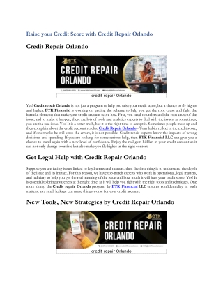 Raise your Credit Score with Credit Repair Orlando