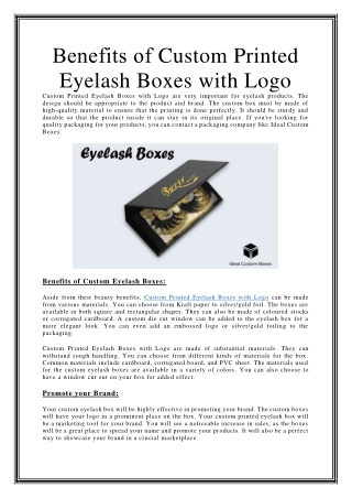 Benefits of Custom Printed Eyelash Boxes with Logo