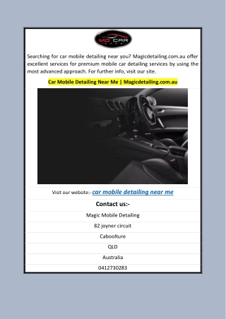 Car Mobile Detailing Near Me  Magicdetailing.com.au