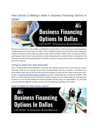 How Jascott Is Making a Mark in Business Financing Options in Dallas-converted