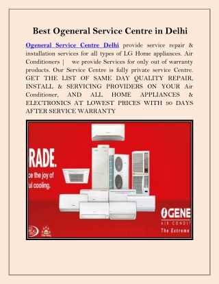 Best Ogeneral Service Centre in Delhi