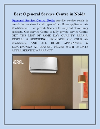Best Ogeneral Service Centre in Noida