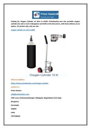 Oxygen Cylinder on Rent in Delhi  Primehealers.com