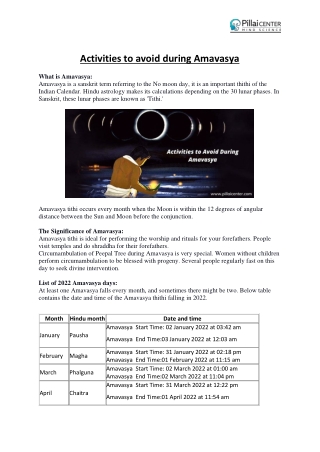 Amavasya 2022 Dates : Significance , Activities to Avoid During Amavasya