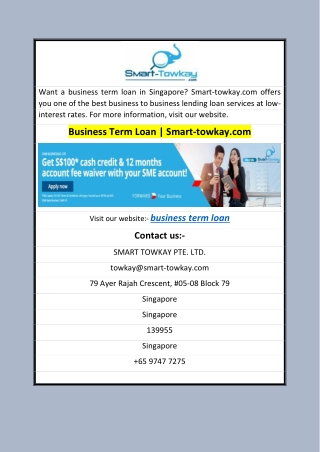 Business Term Loan  Smart-towkay.com