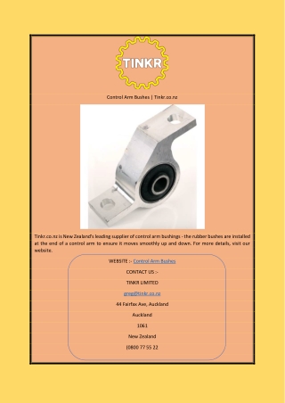 Control Arm Bushes | Tinkr.co.nz