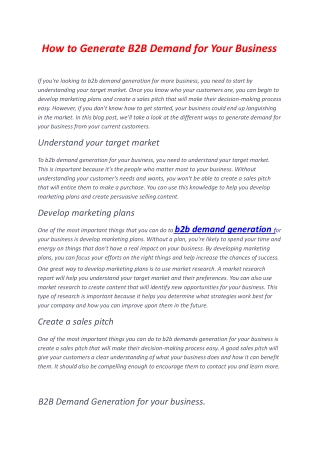 How to Generate B2B Demand for Your Business
