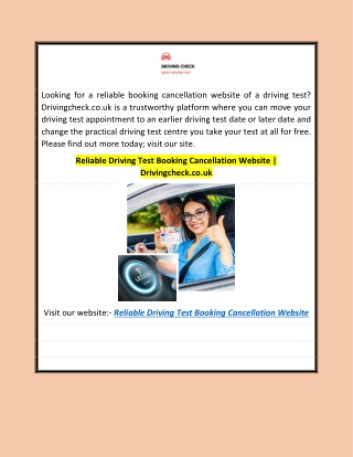 Reliable Driving Test Booking Cancellation Website Drivingcheck.co.uk