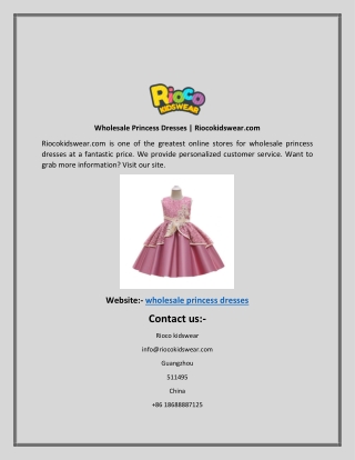 Wholesale Princess Dresses  Riocokidswear