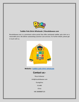 Toddler Polo Shirts Wholesale Riocokidswear