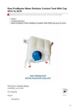 imsautoparts.com-Ram ProMaster Water Radiator Coolant Tank With Cap 2014 To 2019